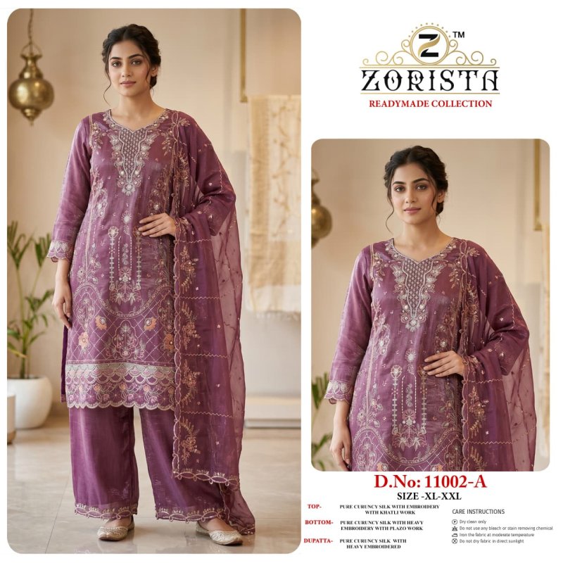 11002 A To D By Zorista Curuncy Silk Readymade Pakistani Suits